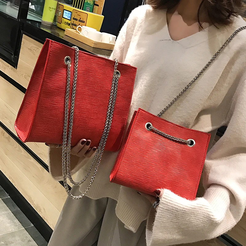 Роскошная сумочка Европейская модная дама Tote Сумка новая качественная женская дизайнерская сумка из искусственной кожи на цепочке через плечо