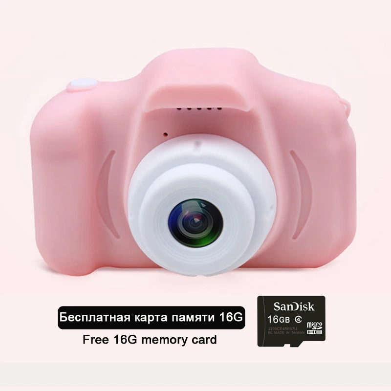 Розовый Мини-мультяшная Милая Детская Цифровая камера HD 13 миллионов пикселей 2,0 дюймов HD экран перезаряжаемый детский подарок на день рождения - Цвет: Розовый