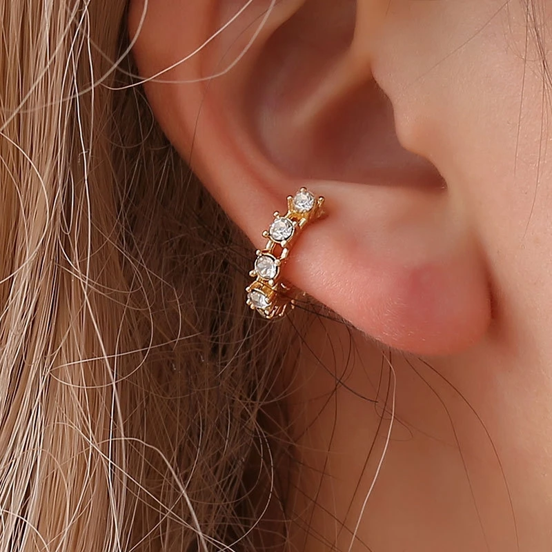 

SHUANGR fashion 1 pair 5 style Punk Rock Ear Clip Cuff Wrap Earrings No piercing-Clip Hollow Out U Pattern Statement jewelry