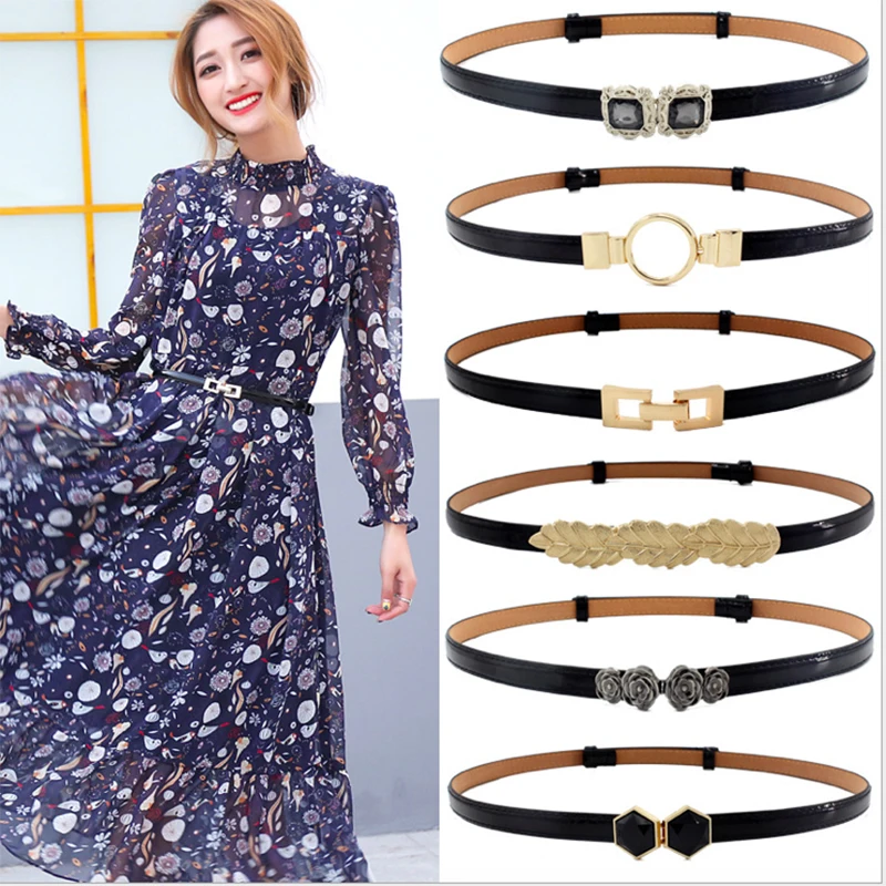 Hot Sales Women Belt Adjustable Waist Rose Metal Rectangle Buckle Alloy Head Accessories Classic Simple for Female Dress | Аксессуары