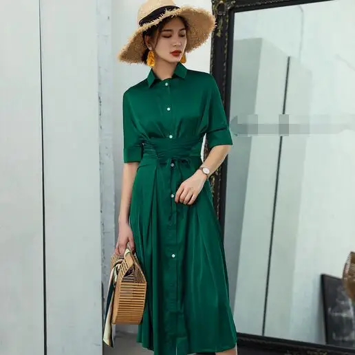 Женское шифоновое платье длинное праздничное с высокой талией коротким рукавом