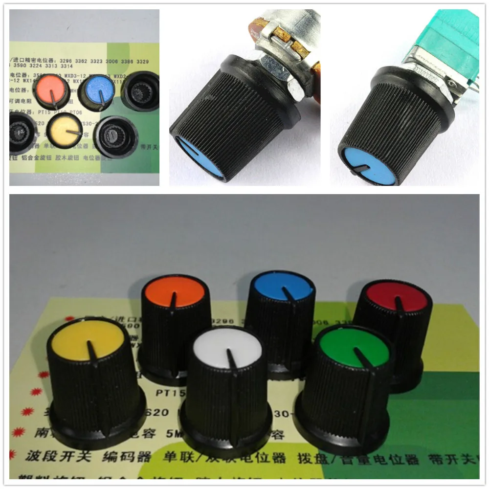 10 шт. синий пластик для вращающийся конический потенциометр отверстие 6 мм черная