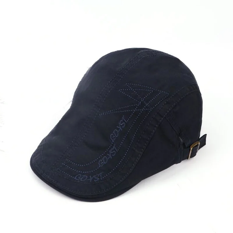 

XEONGKVI Fashion Embroidery Pure Color Berets Visors Caps Spring Autumn Brand Snapback Cotton Hats For Men peaked Cap Casquette