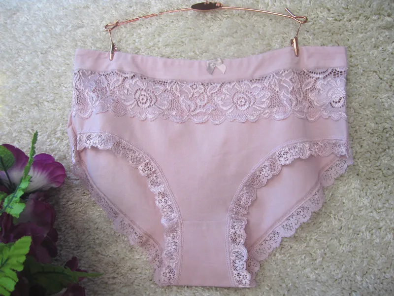 Розовый Ropa interior femenina, женские трусы, сексуальное нижнее белье, кружевное белье размера плюс 6XL, большой размер, кружевное хлопковое нижнее белье с цветами, женские трусики - Цвет: Розовый