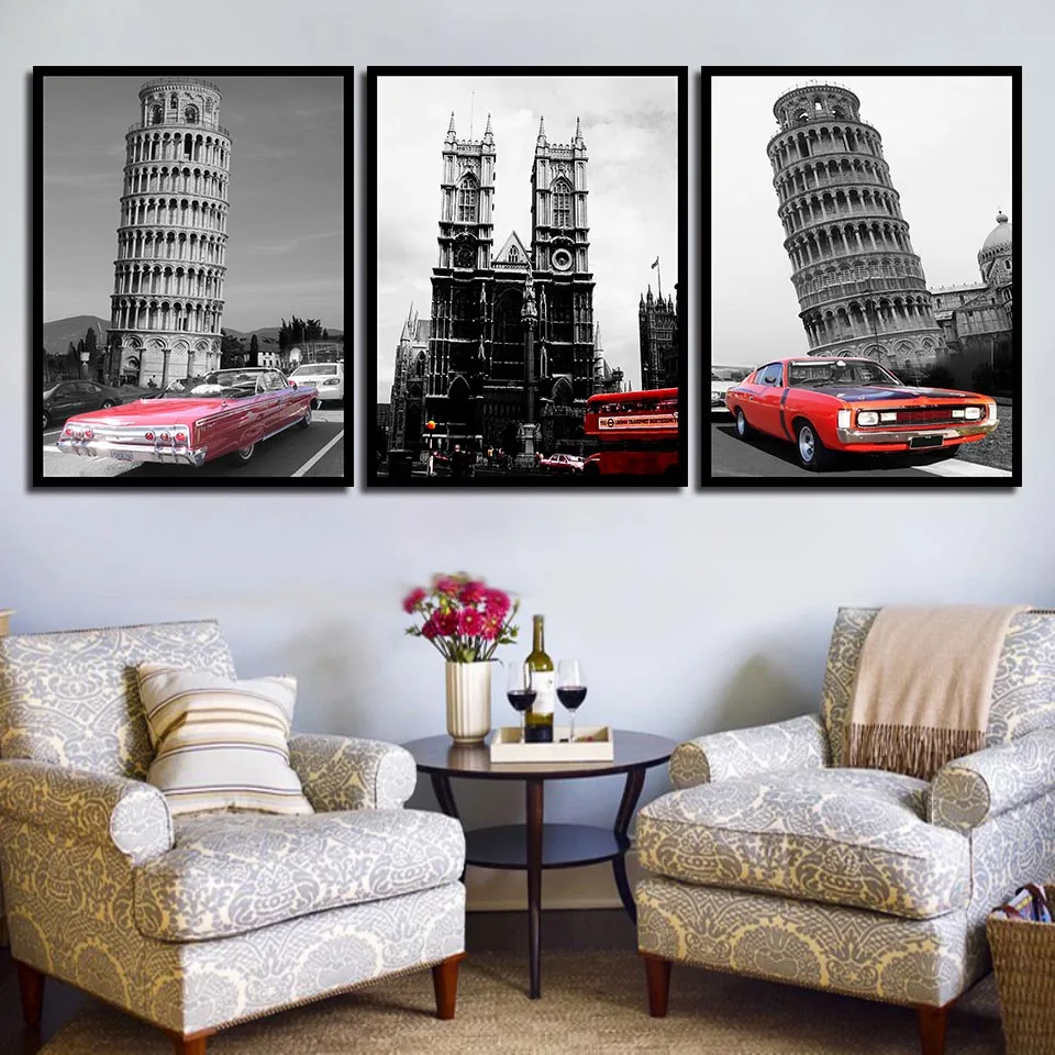 Холст Пизанская башня картины для гостиной стены искусства красный спортивный