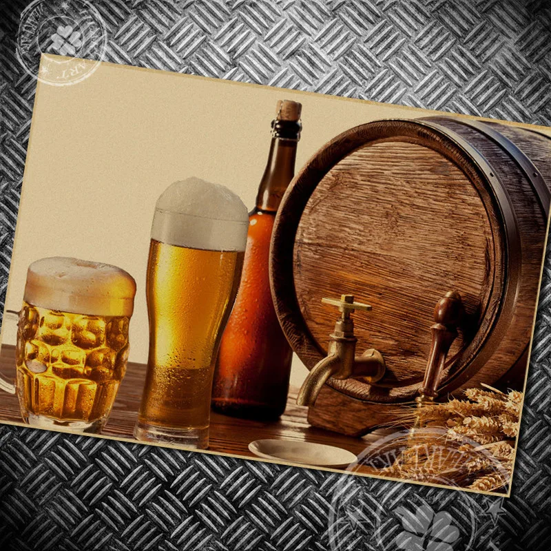 Винтаж Пиво Вино Плакат Античная крафт бумага Ретро Живопись бар художественные