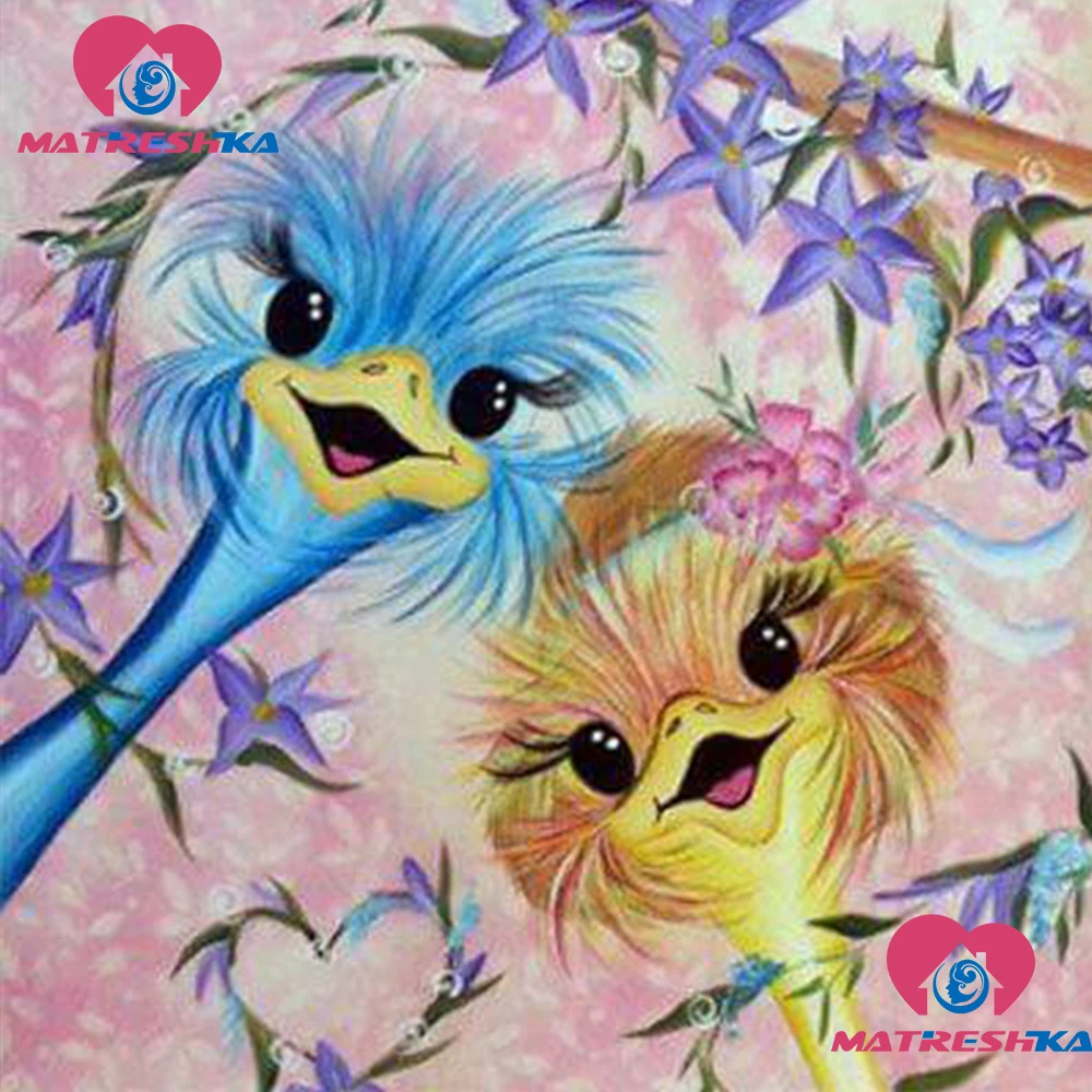 Diamond embroidery animals ostrich diamond mosaic full round rhinestones pictures beadwork 5d diy painting accessories | Дом и сад
