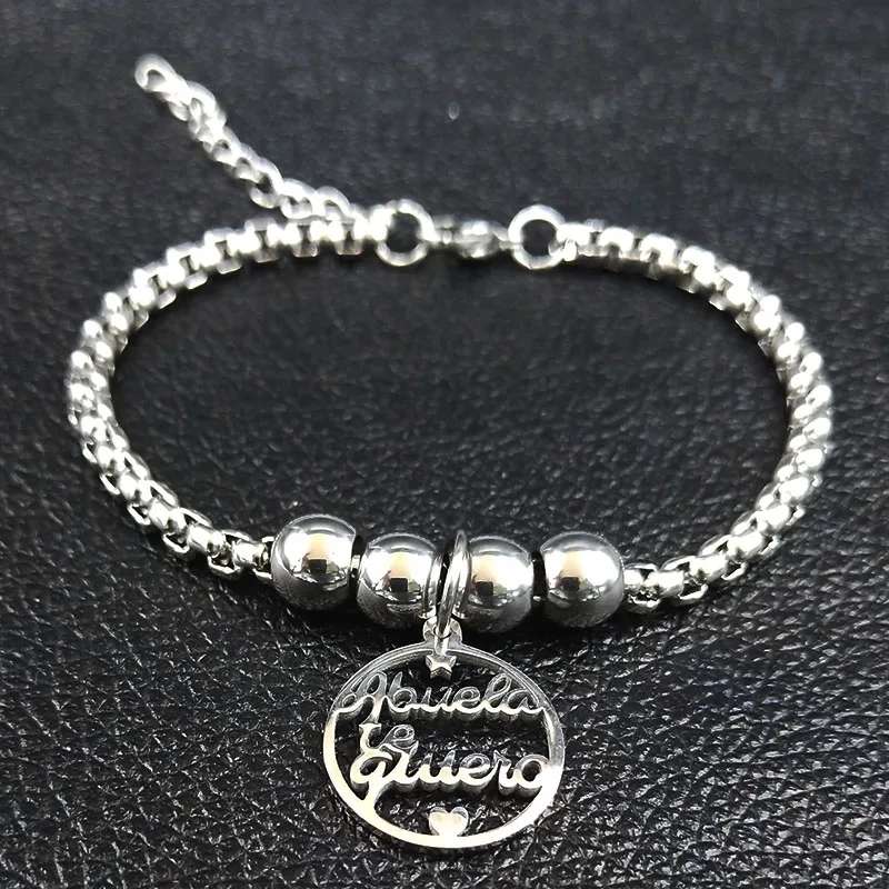 Семья бабушки из нержавеющей стали браслеты для женщин бисера серебро Цвет