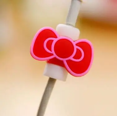 Red bowknot Мультфильм милый прекрасный Usb защитный кабель чехол для iPhone 6 plus 6S 7 plus чехол намотки шнура протектор Организатор кабель лук - Цвет: Red bowknot