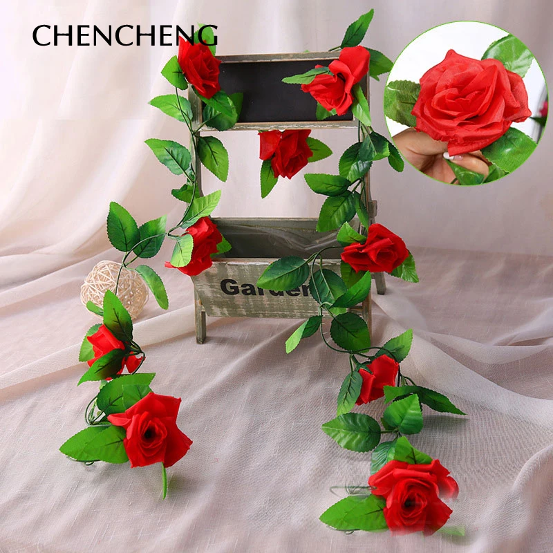 CHENCHENG 250 см искусственные розы из шелка Плющ Vine настенные Искусственные цветы с