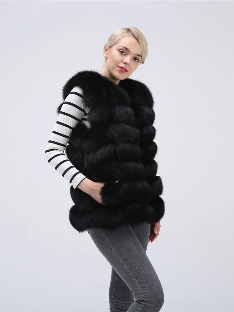 Real Fox Fur Vest Jacket Waistcoat Short sleeveless Vest woman winter warm Natural Fur Vest Real Fur Jacket Fox Fur Coats