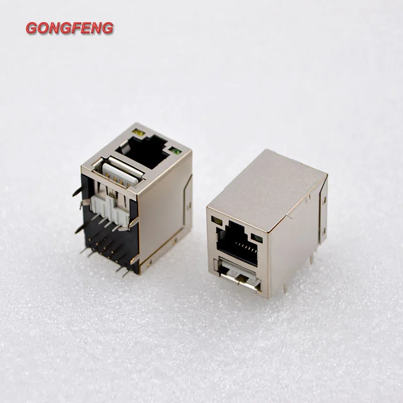 GONGFENG 10 шт. новый сетевой разъем RJ45 + однослойный USB светодиодный светодиодной