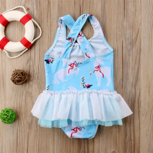 Детские купальные костюмы для маленьких девочек с милым мультяшным единорогом