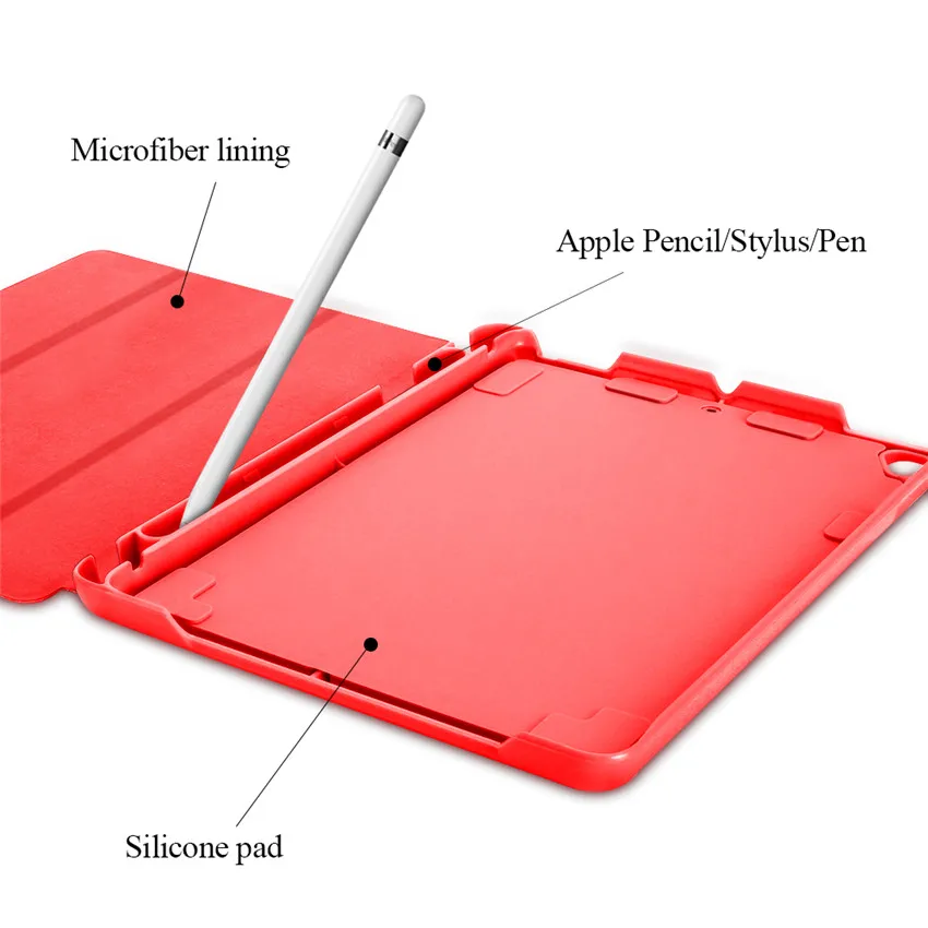 Чехол для iPad Pro 9,7 с держателем для карандашей, для iPad Pro 9,7 A1673 A1674 A1675 из искусственной кожи, смарт-чехол-подставка, Авто Режим сна+ пленка