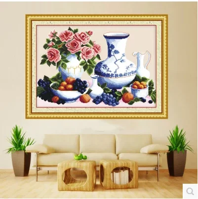 Домашний декор завершенный цветочный Набор для вышивки крестом без рамки TC52 | Дом