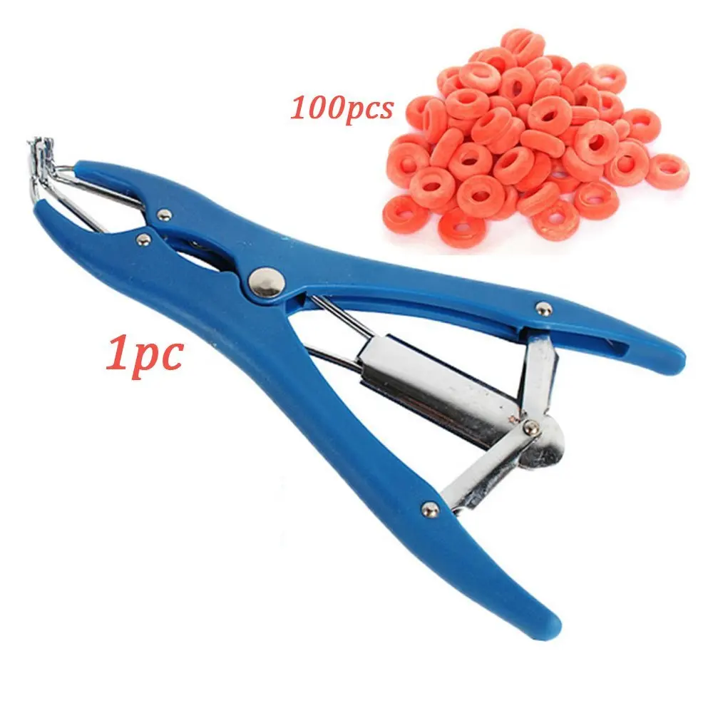 1 pliers 100 rings Плоскогубцы для кастрации овец окантовка хвоста аппликатор маркировки фермы резиновое кольцо прибор для кастрации ветеринарное оборудование - Цвет: 1 pliers 100 rings