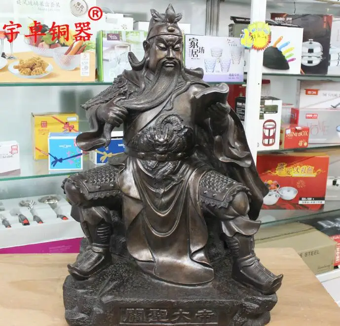33 огромная китайская Бронзовая статуэтка сидя Дракон Гуань Гонг книга для чтения