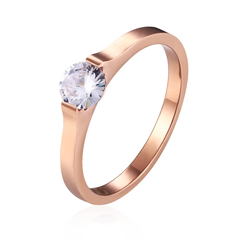 Meicialanda кольцо из нержавеющей стали с розовым золотом и цирконием для женщин