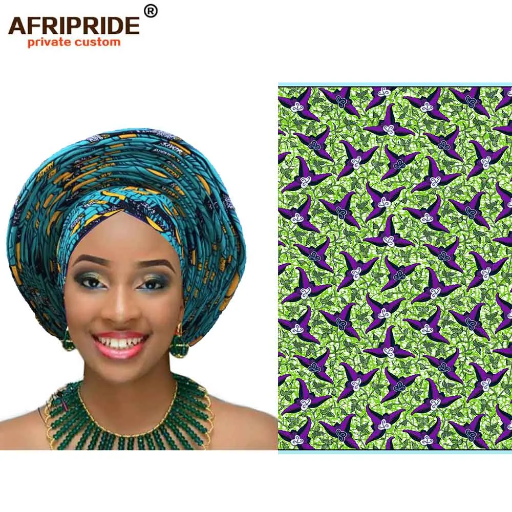 Африканский модный головной убор для женщин AFRIPRIDE bazin richi, ручная работа, хлопок, воск, принт, женский головной убор A19H001