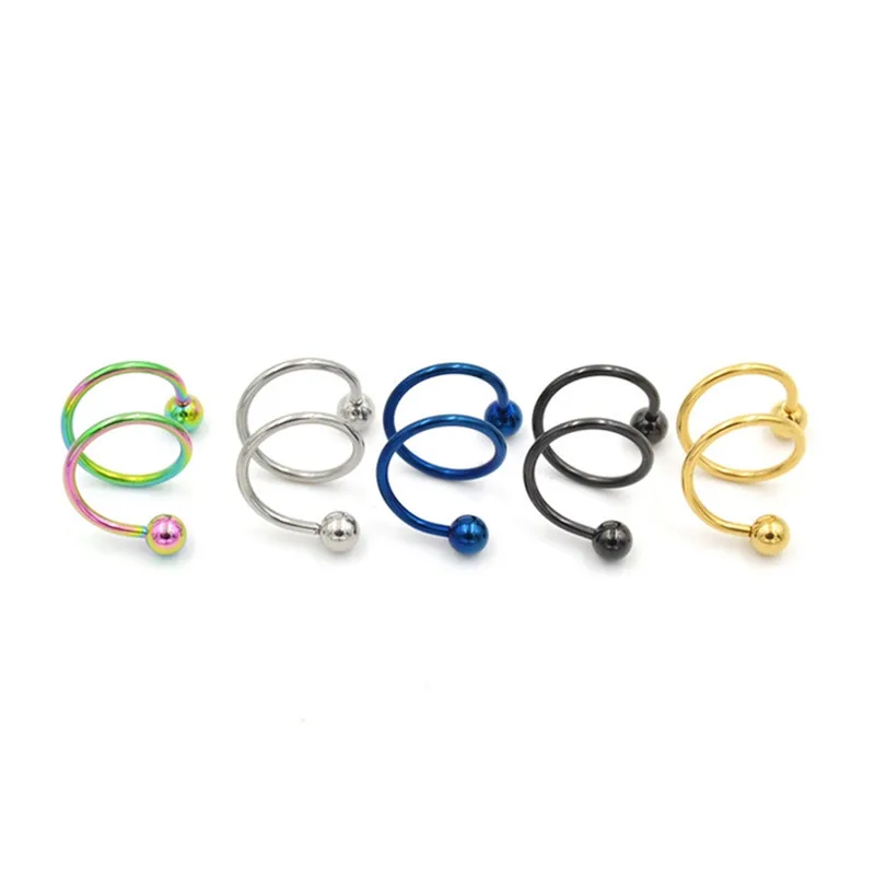 Серьги гвоздики унисекс из хирургической нержавеющей стали клипсы на спирали в