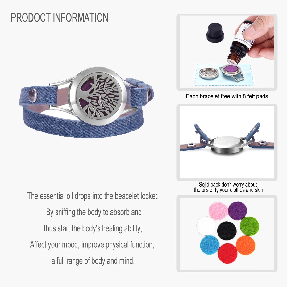 Кожаный браслет EVERLEAD Denim с двойной обмоткой ювелирное изделие для ароматерапии