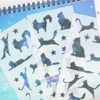 6 sheets kawaii black cat paw decorative washi stickers scrapbooking stick label diary stationery album stickers