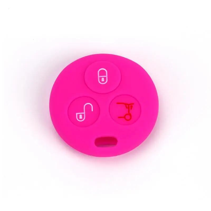 

PREISEI Red Black Purple Blue Green 3 Button Silicone Car Key Cover For Benz Smart Remote Key Protector Bag