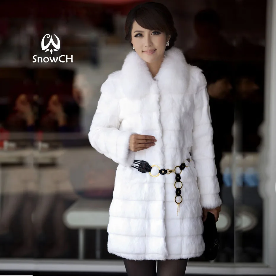 Зимняя женская одежда из меха кролика пальто с меховым воротником лисы Женская
