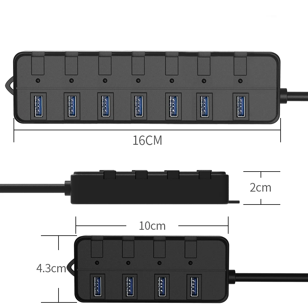 SUODAO High Speed 4 / 7 Port USB 3.0 Hub Splitter On/Off Switch with EU/US Power Adapter for MacBook Laptop PC | Компьютеры и офис