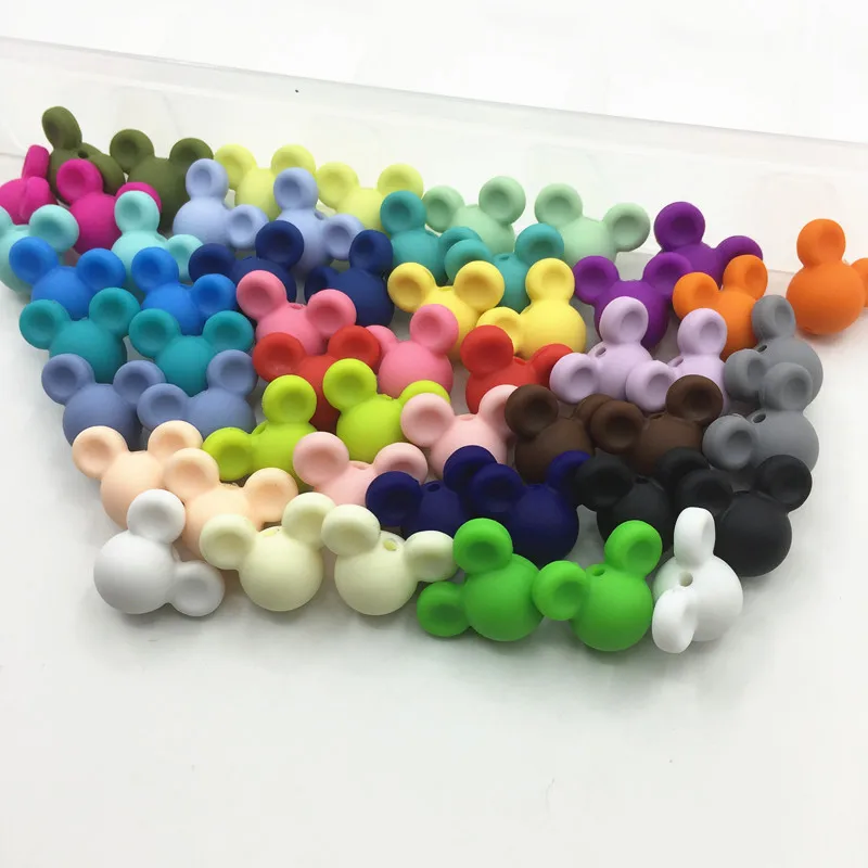 Силиконовые бусины с рисунком Микки 27 цветов 100 шт./лот|teething beads|round silicone beadssilicone beads