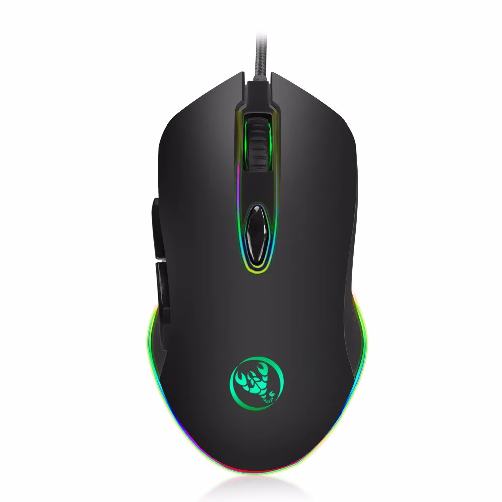 Hongsund RGB Проводная игровая мышь с разрешением для макросъемки USB 6 кнопок 4800DPI