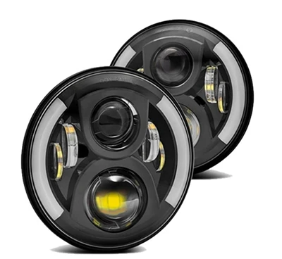 1pair black 7inch В Горошек 7 дюймов светодиодный головной светильник s желтый сигнал поворота 4 переднего бампера Туман светильник с светодиодные задние светильник для 2007- Jeep Wrangler JK Rubicon - Цвет: 1pair black 7inch