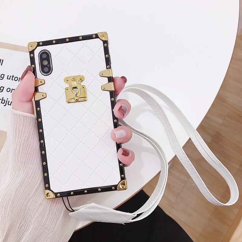 Роскошный чехол из искусственной кожи для iPhone 7 8 6s Plus ретро сетчатый квадратный
