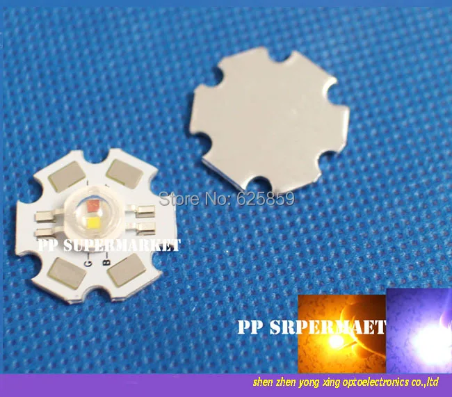 100 шт. 3 Вт высокомощный смешанный цвет светодиодный желтый 585 + белый 6000k чип