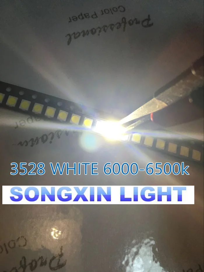 200 шт./лот 1210 Белый 3528 SMD светодиодный яркий белый светоизлучающие диоды 5000-7000k 6-7lm