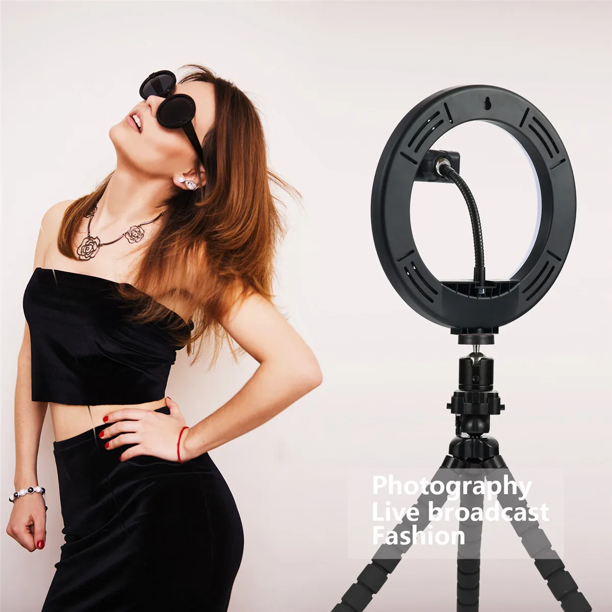 Светодиодный кольцевой светильник 8 дюймов лампа для селфи + держатель телефона
