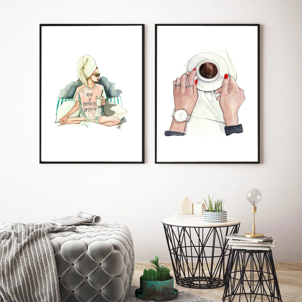 Настенная картина в скандинавском стиле ретро на холсте домашний декор кофейная