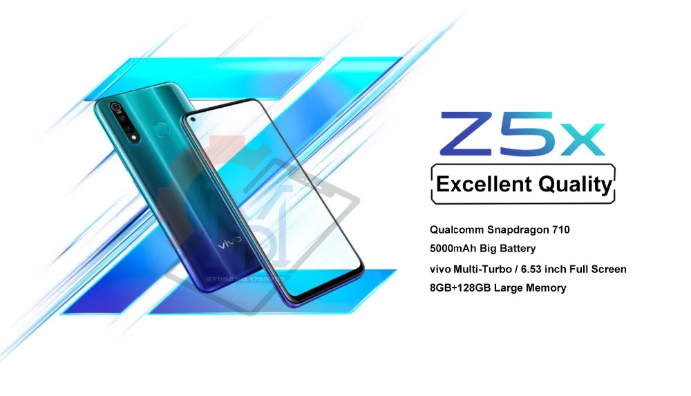 Мобильный телефон vivo Z5x, 6,53 дюймов, экран, 4 Гб ОЗУ, 64 Гб ПЗУ, Восьмиядерный процессор Snapdragon710, Android 9, 5000 мАч, смартфон с функцией распознавания лица
