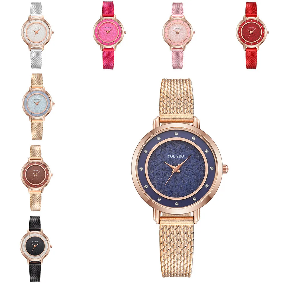 YOLAKO Лидирующий бренд женские кварцевые часы с пластиковым кожаным ремешком