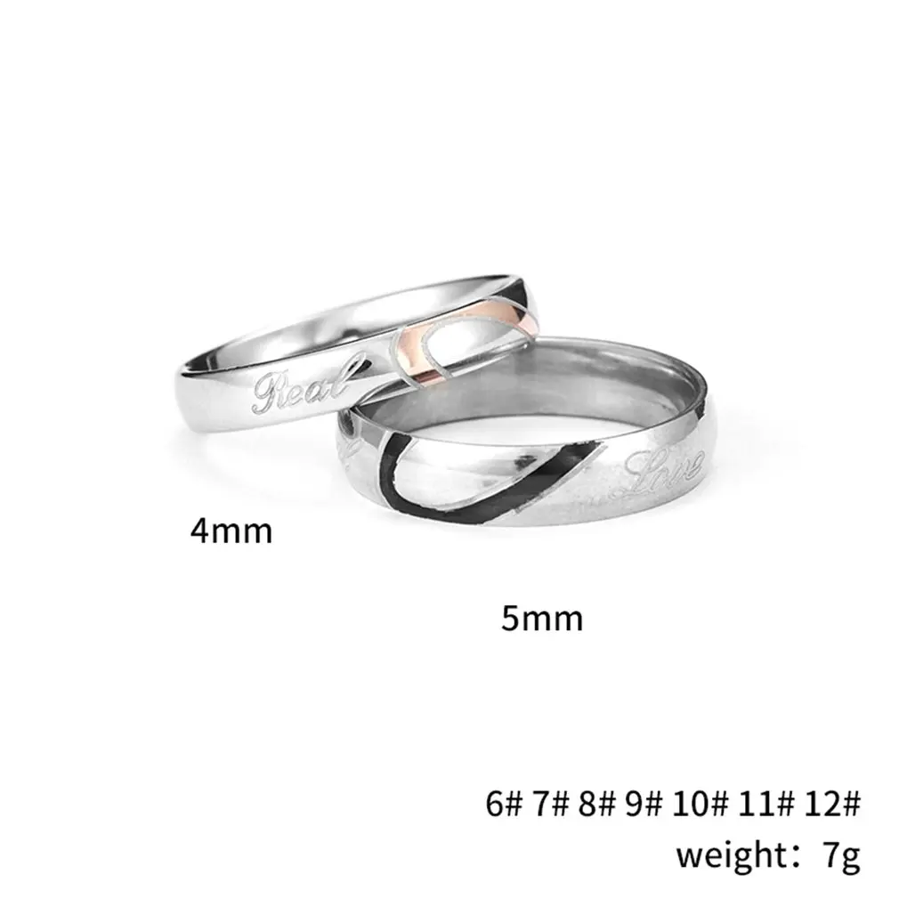 Fashion Couple Heart Shape Rings Matching Titanium Promise Ring for 316L Stainless Steel Wedding Bands Lovers | Украшения и
