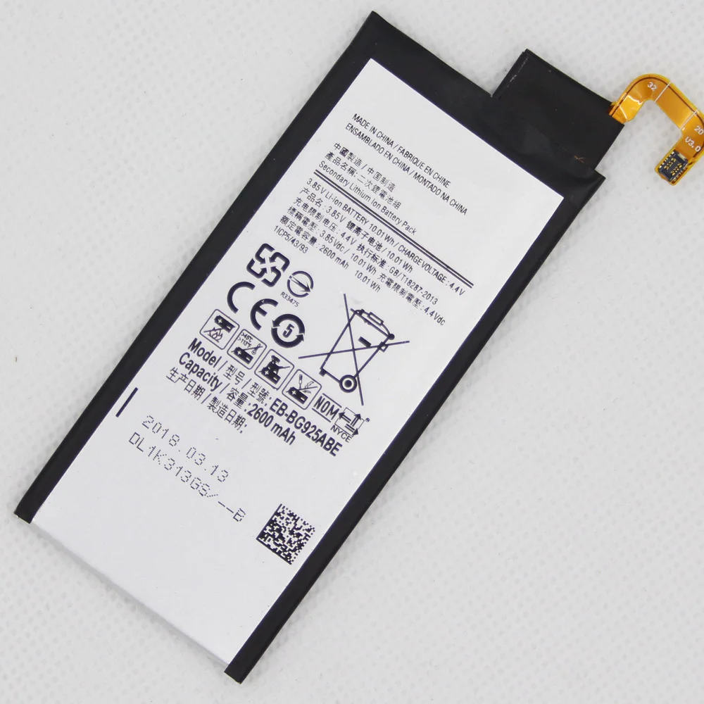 10 шт./лот 2600 мА/ч EB BG925ABE батарея для Samsung GALAXY S6 край батареи G9250 G925F G925FQ G925S G9200 G9280