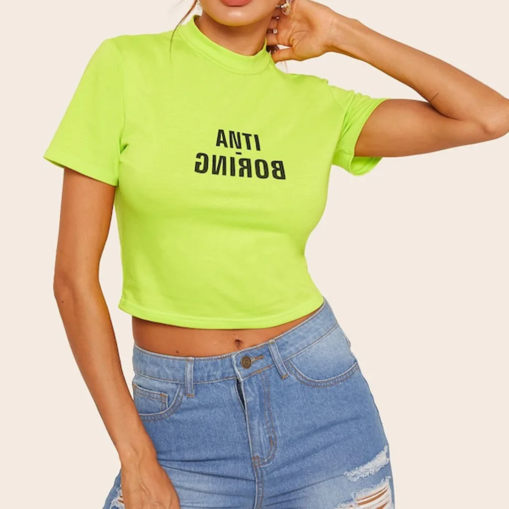 Женская футболка оверсайз с коротким рукавом и принтом зеленая круглым вырезом