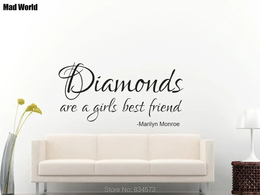 

Mad World-DIAMONDS ARE A GIRLS BEST FRIEND Wall Art Stickers Wall Decal Home DIY Decoration Removable Room Decor Wall Stickers