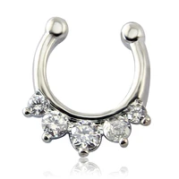 fake septum nose ring fake septum piercing non pierced adjustable 2 pcs clear zircon body piercing jewelry for women