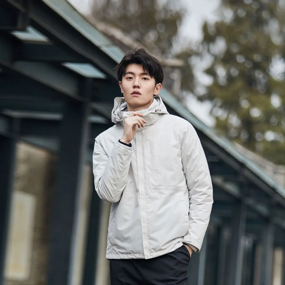Men White M Xiaomi 3 в 1 куртка для путешествий Водонепроницаемый бомбер Для мужчин Для женщин куртки для пар куртка из искусственной кожи pu ветровка куртка с капюшоном в стиле хип-хоп Уличная одежда - Цвет: Men White M