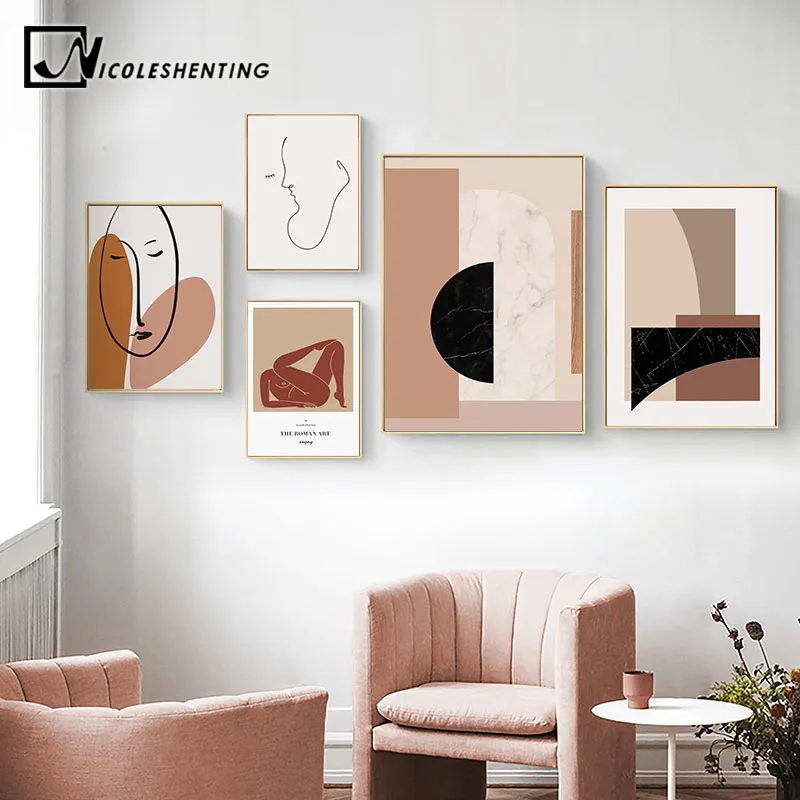 Современный геометрический принт холст настенный плакат абстрактная живопись