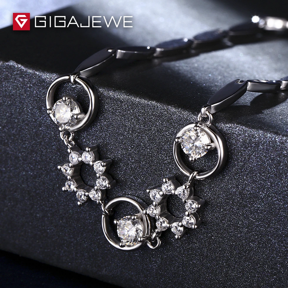 Gigajewe чианские серебряные браслеты для женщин Муассанит бусины 0.25ct* 3 шт брендовые браслеты и браслеты