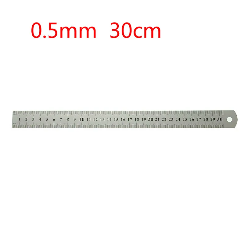 30cm Двойная сторона 0,7 мм 50 см и 0,5 мм 30 см/20 см/15 см масштабная Нержавеющая сталь прямая Линейка, измерительный инструмент - Цвет: 30cm