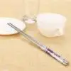 Silver Прочный и удобный 1 пара длина белый цветочный узор нержавеющая сталь Палочки для еды Пара L513 - Цвет: Silver