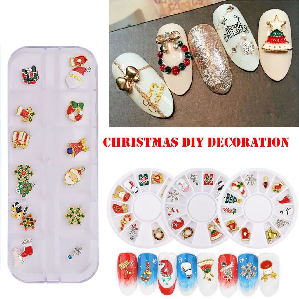 На заказ Рождественское украшение ногтя стразами пластина для ногтей